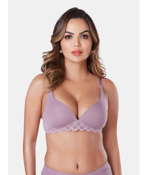Wire-Free Lightly Padded Bra with Plunge Neck, Medium Coverage, and Adjustable Straps in Lenzing Modal - Victoria