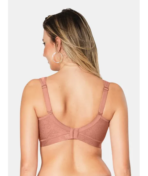 Non Padded Full Coverage Wire Free Lace Spacer Everyday Bra with Hook and Eye Closure U Back and Wide Shoulder Straps - Scoop