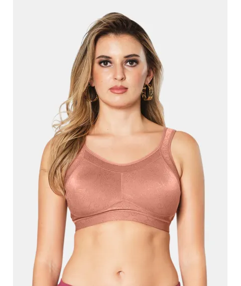 Non Padded Full Coverage Wire Free Lace Spacer Everyday Bra with Hook and Eye Closure U Back and Wide Shoulder Straps - Scoop