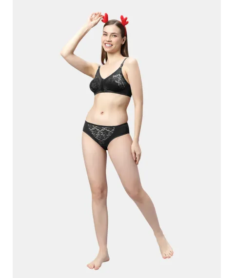 Ertica Bridal Lingerie Set for Women | Jacquard Lace | Non-Padded | Medium Coverage | Adjustable Straps