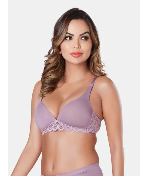 Wire-Free Lightly Padded Bra with Plunge Neck, Medium Coverage, and Adjustable Straps in Lenzing Modal - Victoria