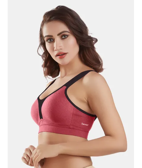 Lightly Padded Wirefree Cotton-Polyester Full-Coverage Sports Bra with Adjustable Straps – Supremo