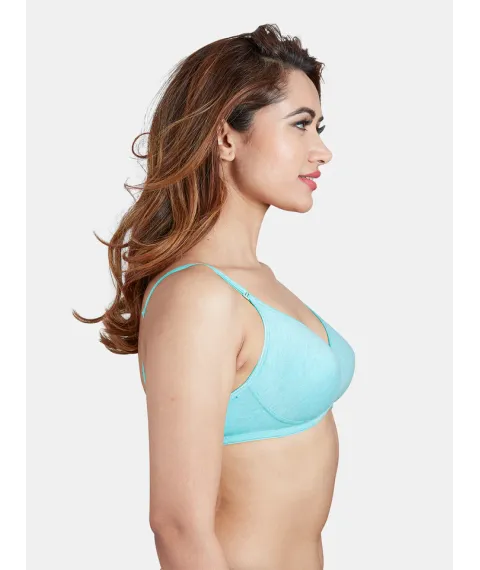 Non-Padded Wire-Free Everyday Bra with Medium Coverage and Detachable Straps in Cotton-Polyester - Silver