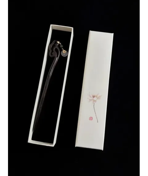 Original Design - Natural Jade and Ebony Wood Hairpin-Chinese Style