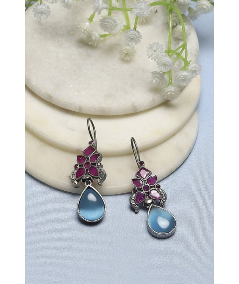 Blue Pink Brass Drop & Danglers Blue Pink Brass Drop & Danglers