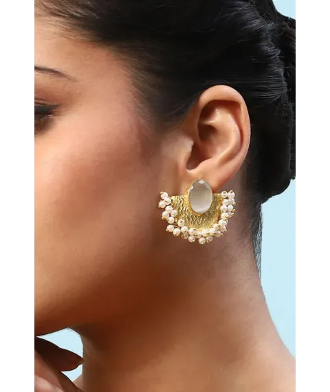 Off White Brass Earrings