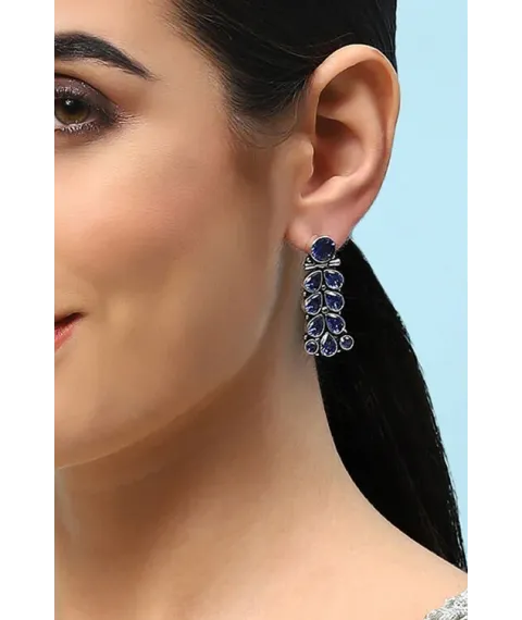 Blue Brass Earrings