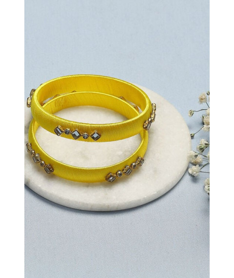 Yellow Plastic & Thread Bangles Yellow Plastic & Thread Bangles
