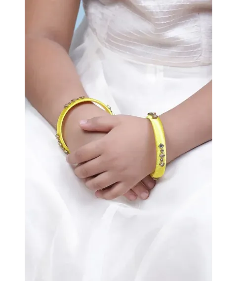 Yellow Plastic & Thread Bangles