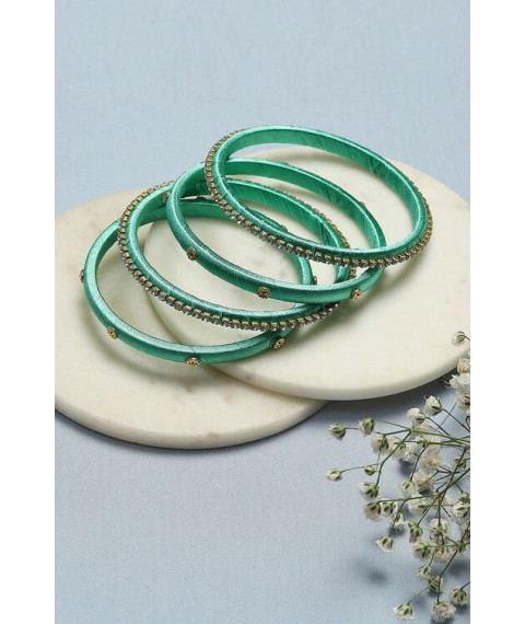Turquoise Plastic & Thread Bangles Turquoise Plastic & Thread Bangles