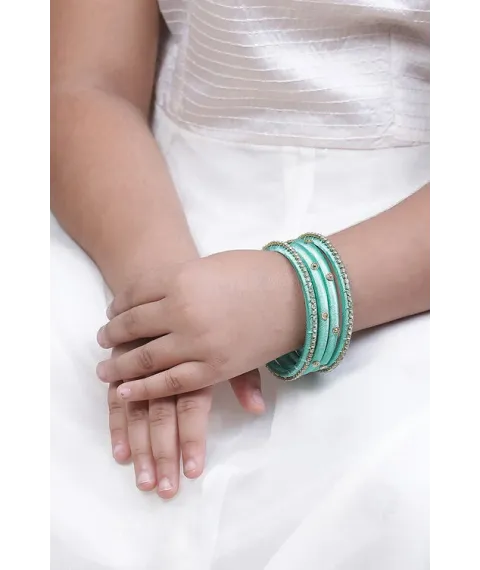 Turquoise Plastic & Thread Bangles