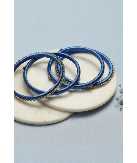 Blue Plastic & Thread Bangles Blue Plastic & Thread Bangles