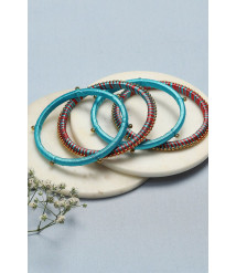 Pink Plastic & Thread Bangles Pink Plastic & Thread Bangles