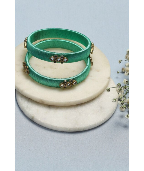 Turquoise Plastic & Thread Bangles