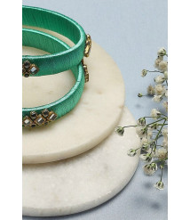 Turquoise Plastic & Thread Bangles Turquoise Plastic & Thread Bangles