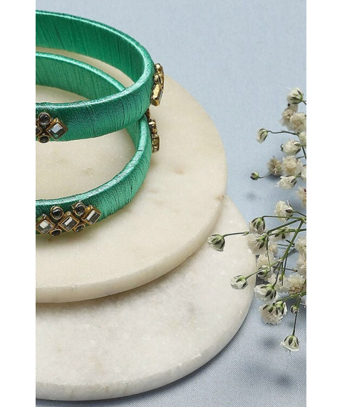 Turquoise Plastic & Thread Bangles