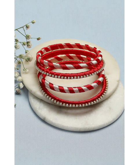 Red & White Plastic & Thread Bangles