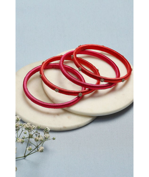 Pink Plastic & Thread Bangles Pink Plastic & Thread Bangles