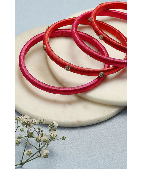 Pink Plastic & Thread Bangles