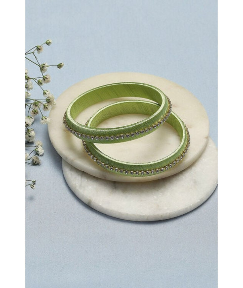 Green Plastic & Thread Bangles Green Plastic & Thread Bangles