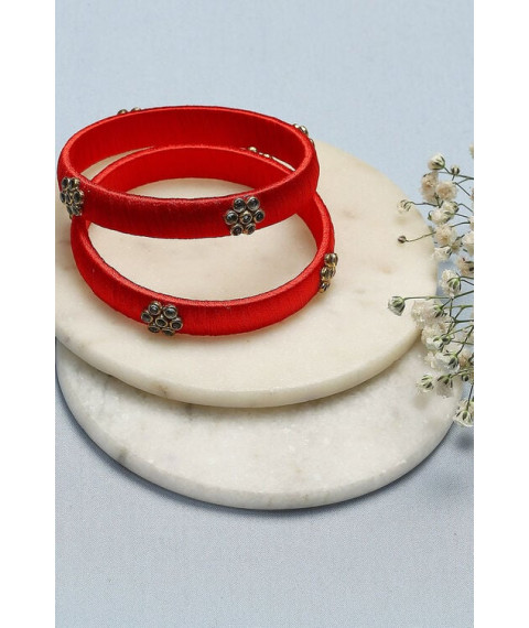 Red Plastic & Thread Bangles