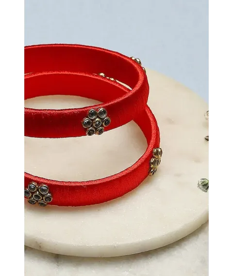 Red Plastic & Thread Bangles