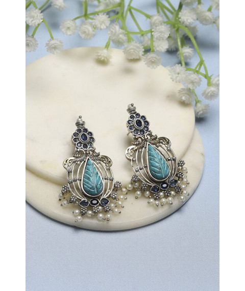 Turquoise Brass Jhumka