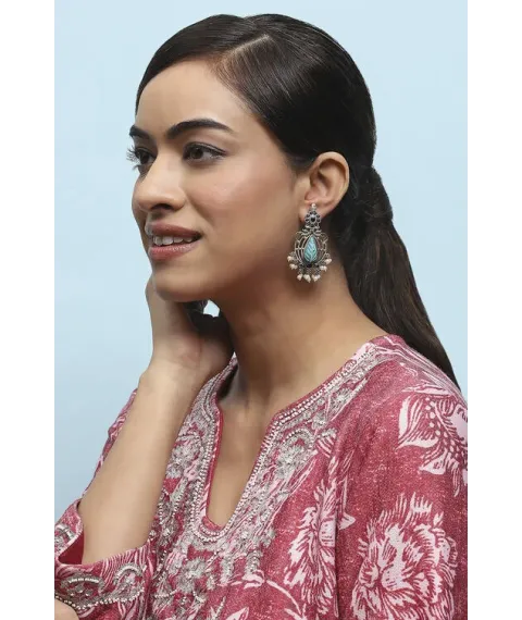 Turquoise Brass Jhumka