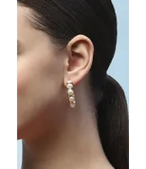 White Gold-Plated Pearl Contemporary Hoops White Gold-Plated Pearl Contemporary Hoops