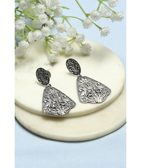 White Oxidised Casual Danglers