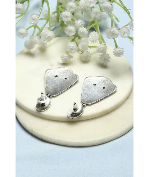 White Oxidised Casual Danglers