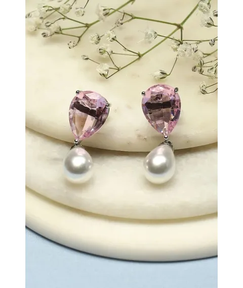 Light Pink Brass Danglers Light Pink Brass Danglers