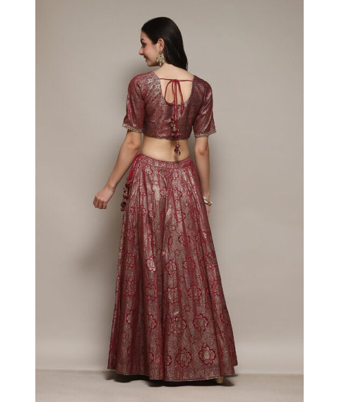 Meganta Poly Dupion Straight Kurta Lehenga Set