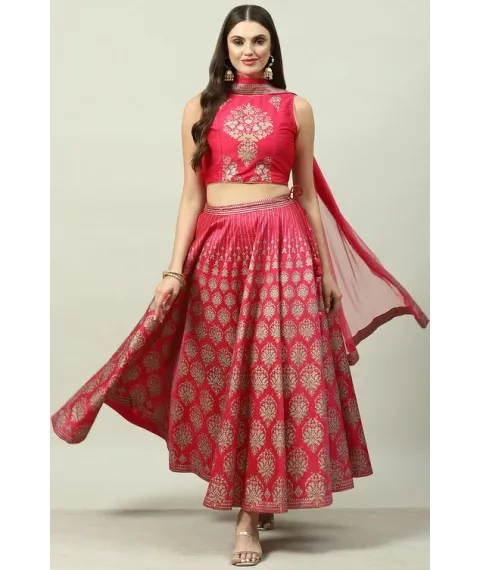 Fuschia Art Silk Lehenga Set Fuschia Art Silk Lehenga Set