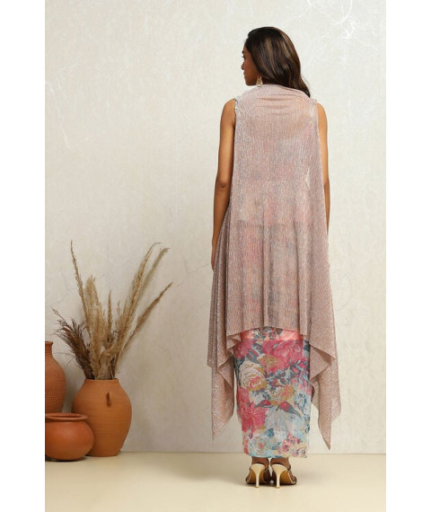 Multi-coloured Georgette Floral Printed Fusion Set