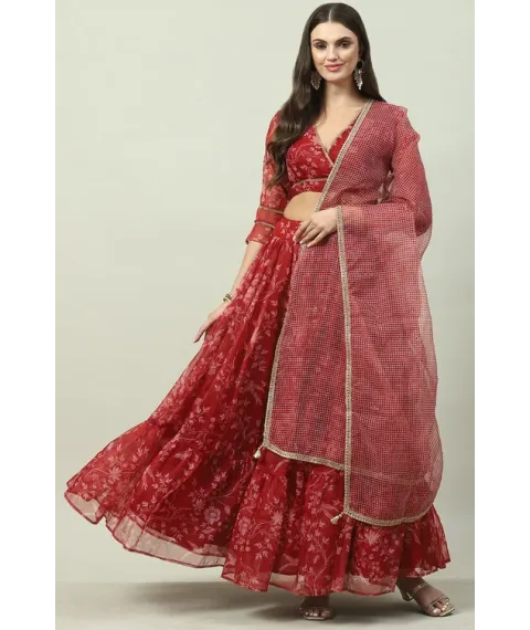 Red Art Silk Lehenga Set Red Art Silk Lehenga Set