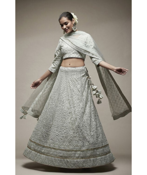 Mint Green Nylon Lehenga Set Mint Green Nylon Lehenga Set