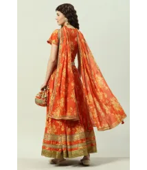 Orange Cotton Lehenga Set Orange Cotton Lehenga Set